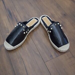 Bella Marie - Black Studded Mule Espadrilles